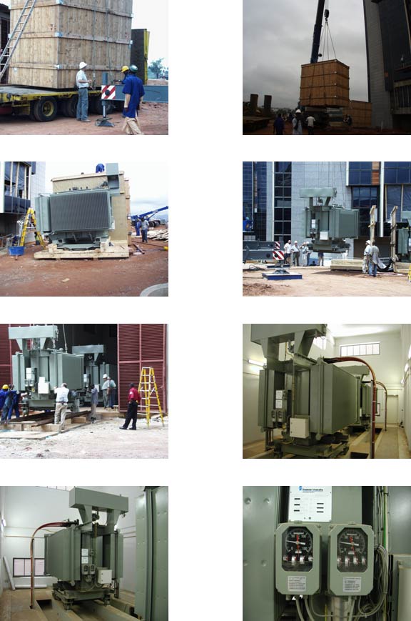 Photo sheet with images of transformer installation on site.