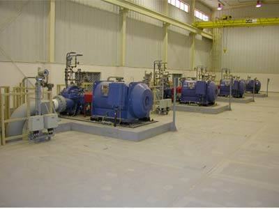 Laid pipeline of the water transmission line in open terrain.